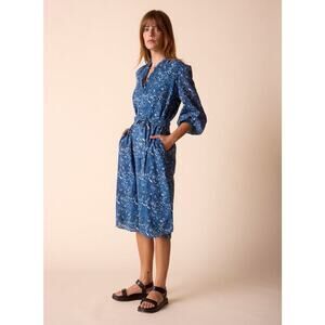 St. Roche Boho Knee Length Lilibet Dress in Indigo Sz 8